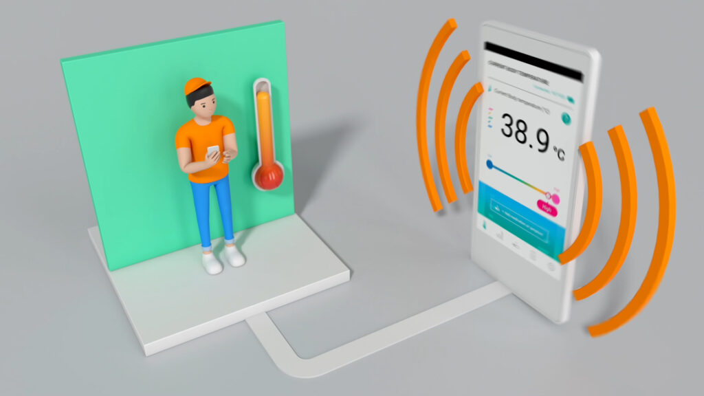 체온 측정 데이터를 모니터링 시스템으로 연결하는 mobiCARE TEMP 3D영상제작