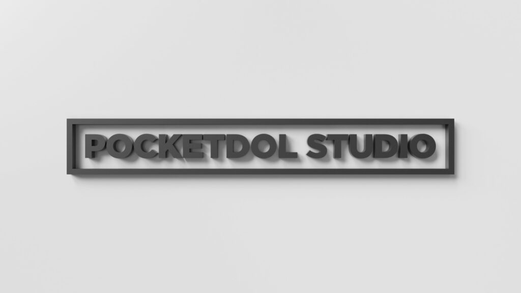 PocketDol Studio 3D 브랜드필름 제작의 완성 장면과 브랜드 아이덴티티를 표현한 Full 3D CGI 결과 이미지