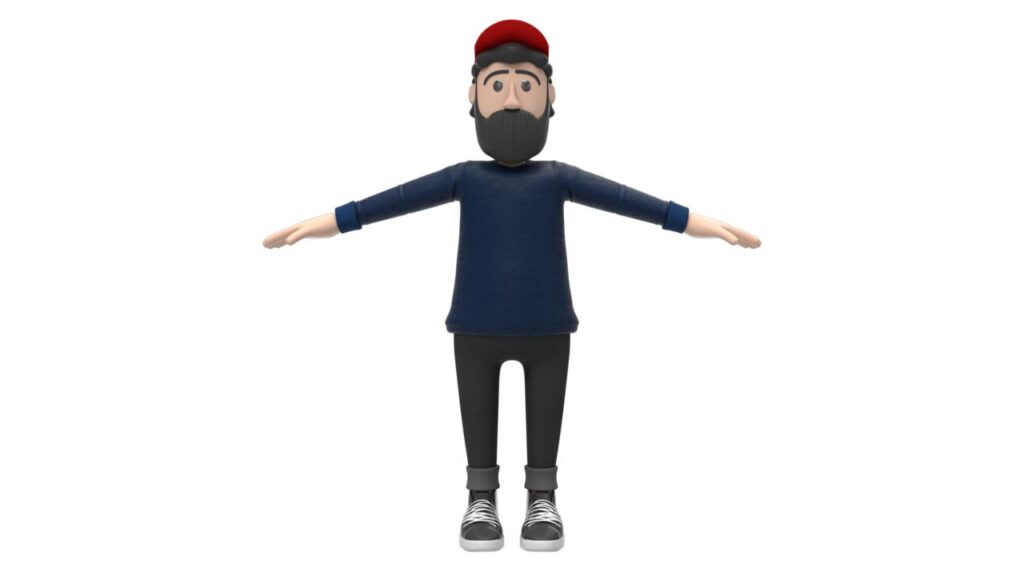 빨간 모자 캐릭터의 3D 전신 모델링 결과
