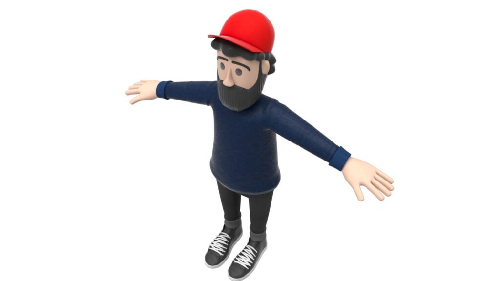 다양한 각도에서 확인한 빨간 모자 3D 캐릭터 모델링