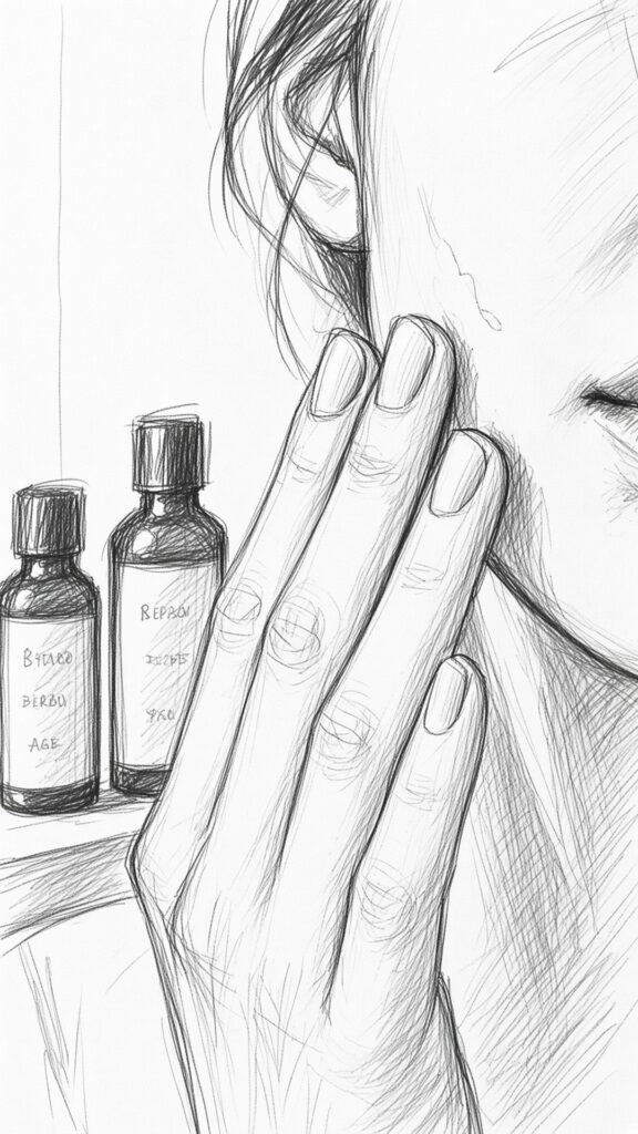 화장품 모델 사용 장면 광고 스케치