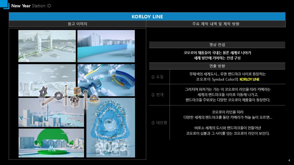 KORLOY LINE 기업홍보 3D영상제작 초기 기획안